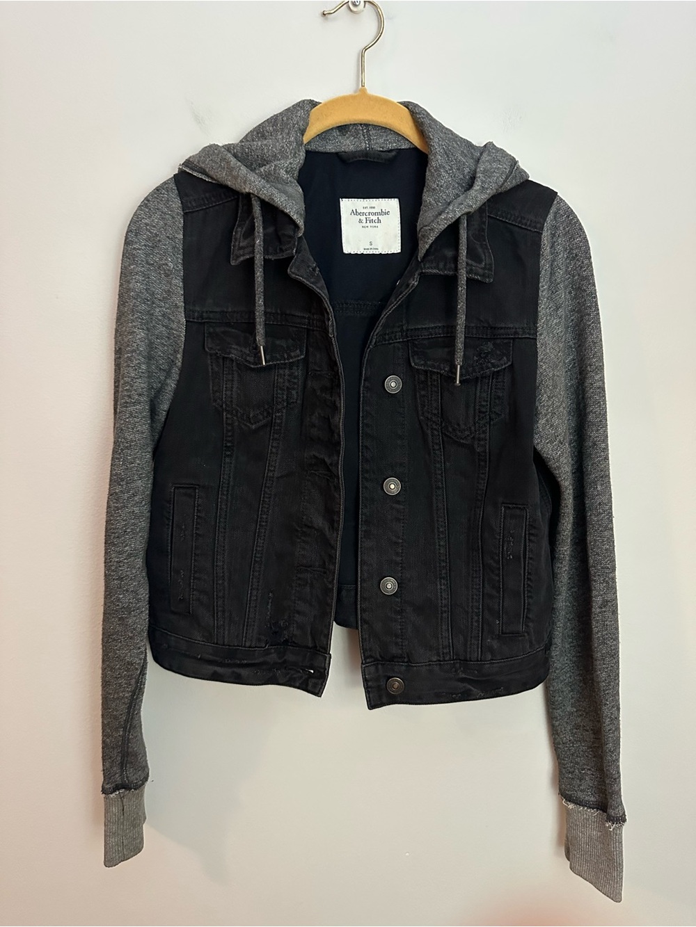 Abercrombie & Fitch Y2K Denim Jacket Small Black Grey Like New